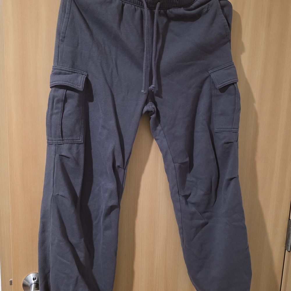 Hollister Dark Blue Cargo Sweatpants with Drawstring Waist